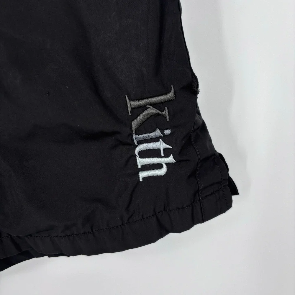 Kith Gym Shorts Mens M Black Embroidered Logo Mesh Lined Streetwear *FLAWS